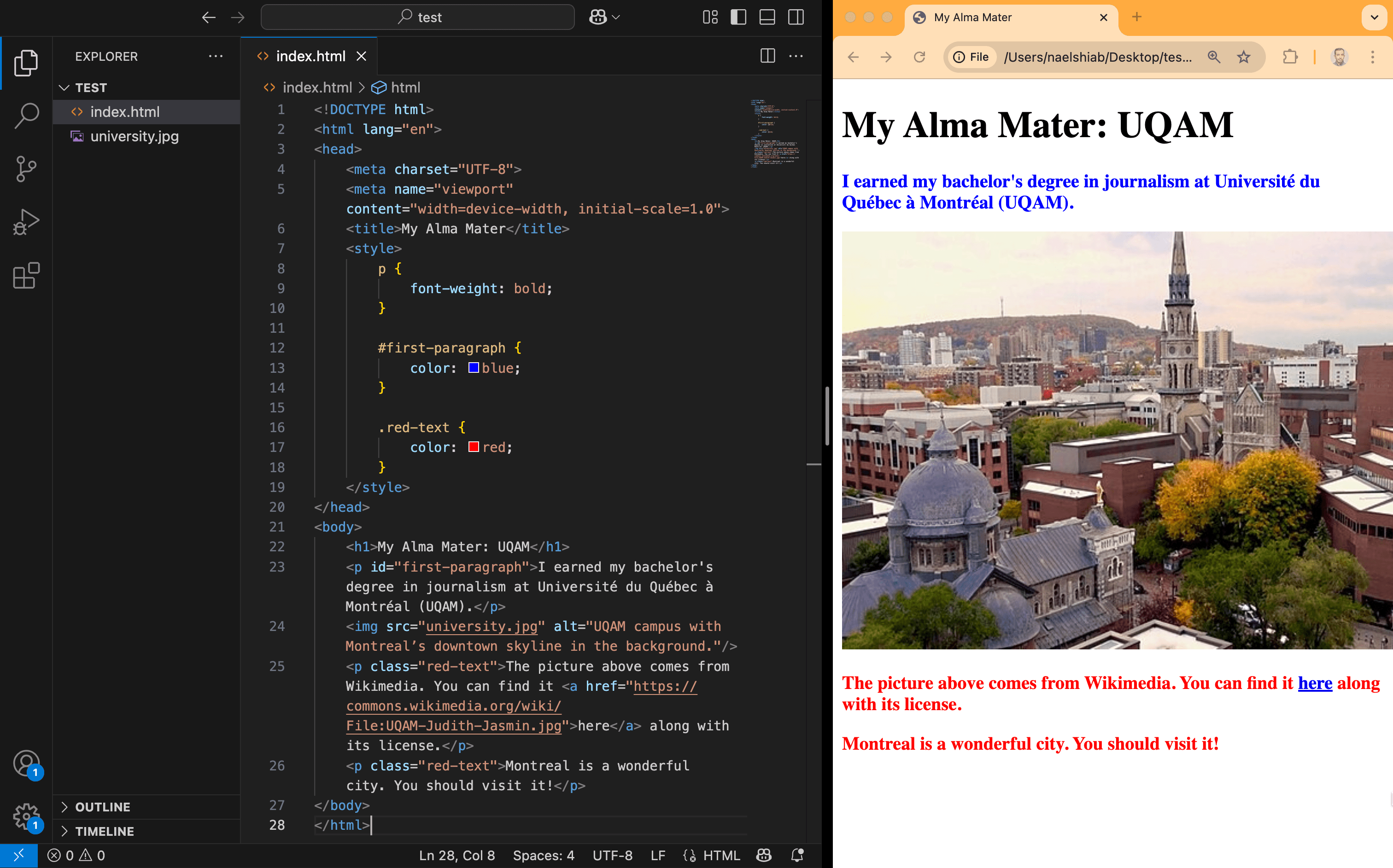 A screenshot showing CSS with classes.