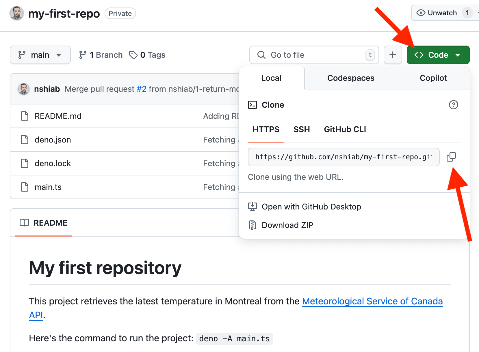 The command to clone a repository.