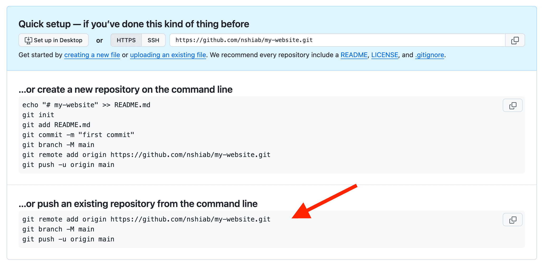 Git commands.