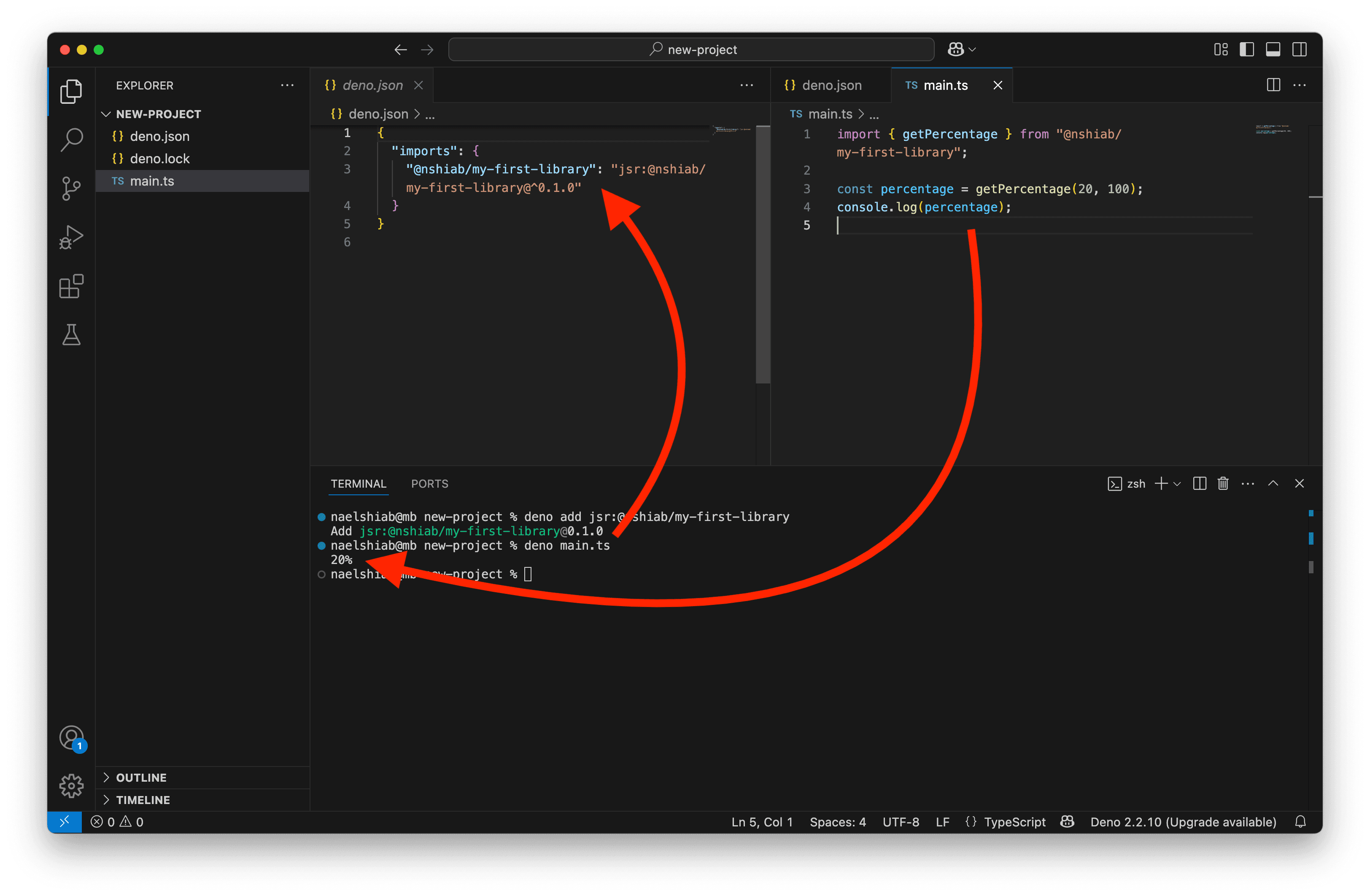 Importing and using the library.