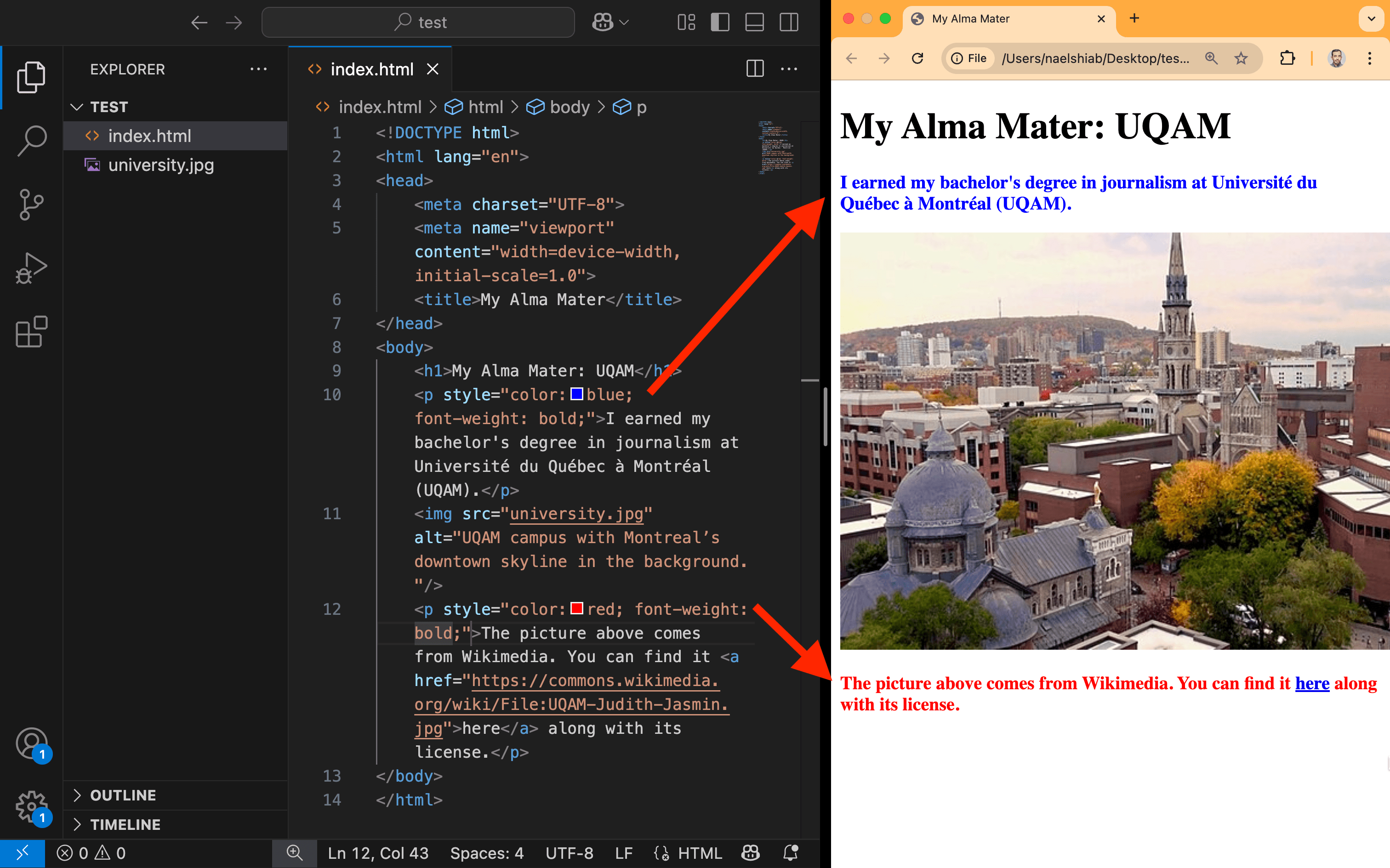 A screenshot showing inline CSS.
