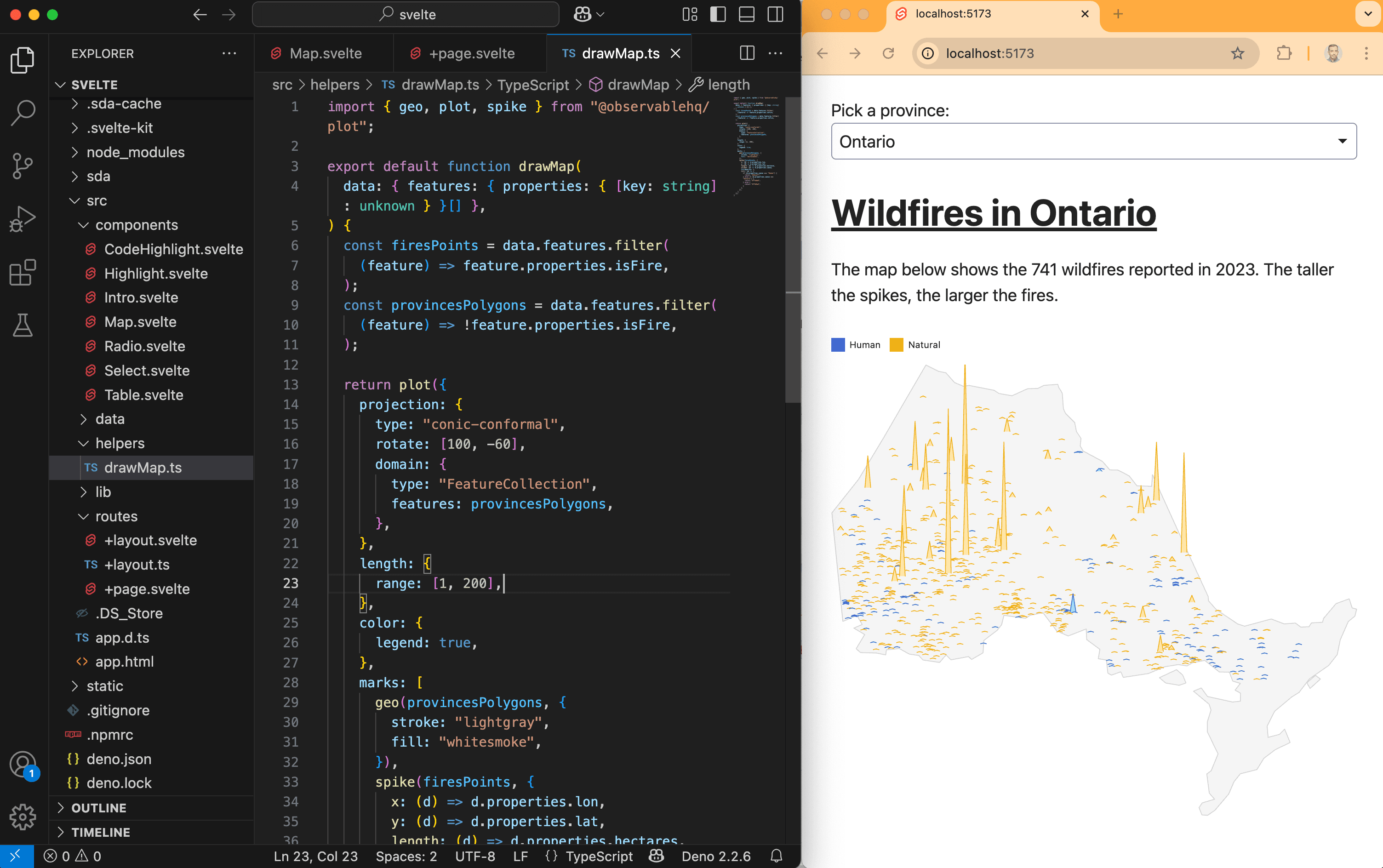 A screenshot showing an interactive Plot map.
