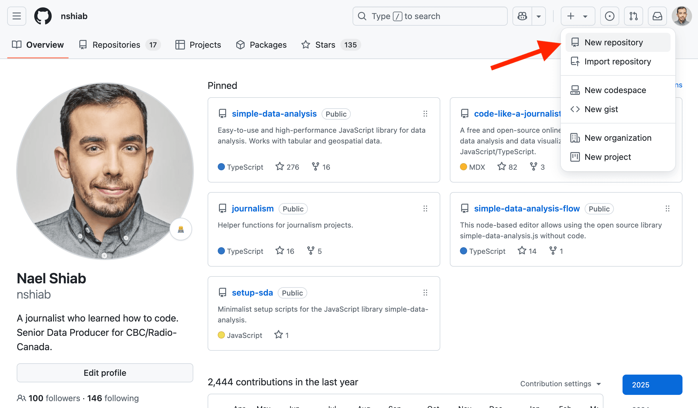 Creating a new repository.