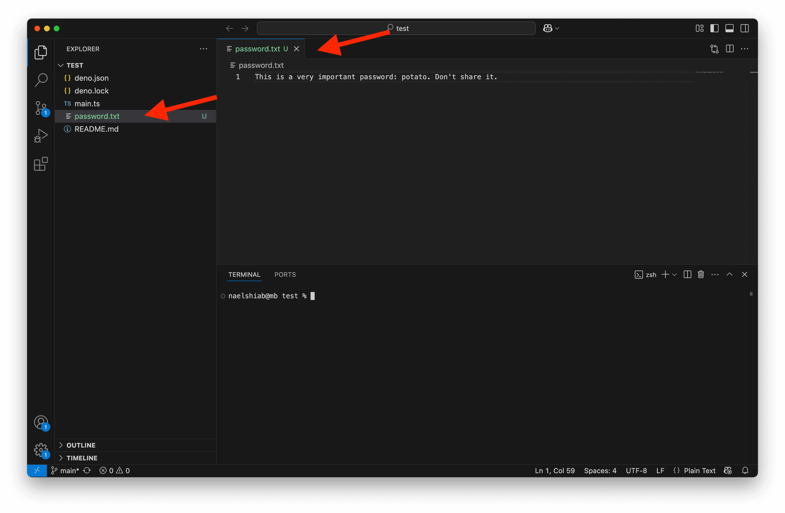 Password in the repository.