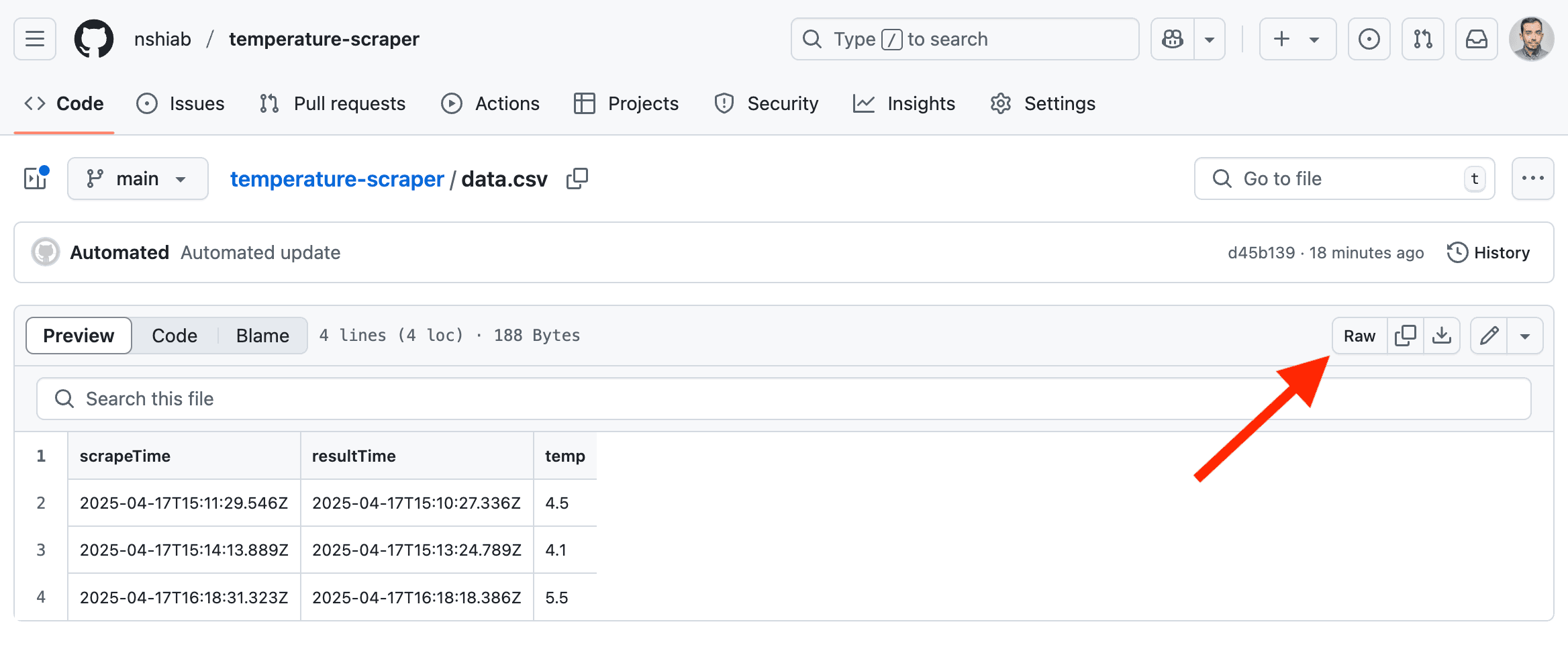 The link to the raw CSV file.