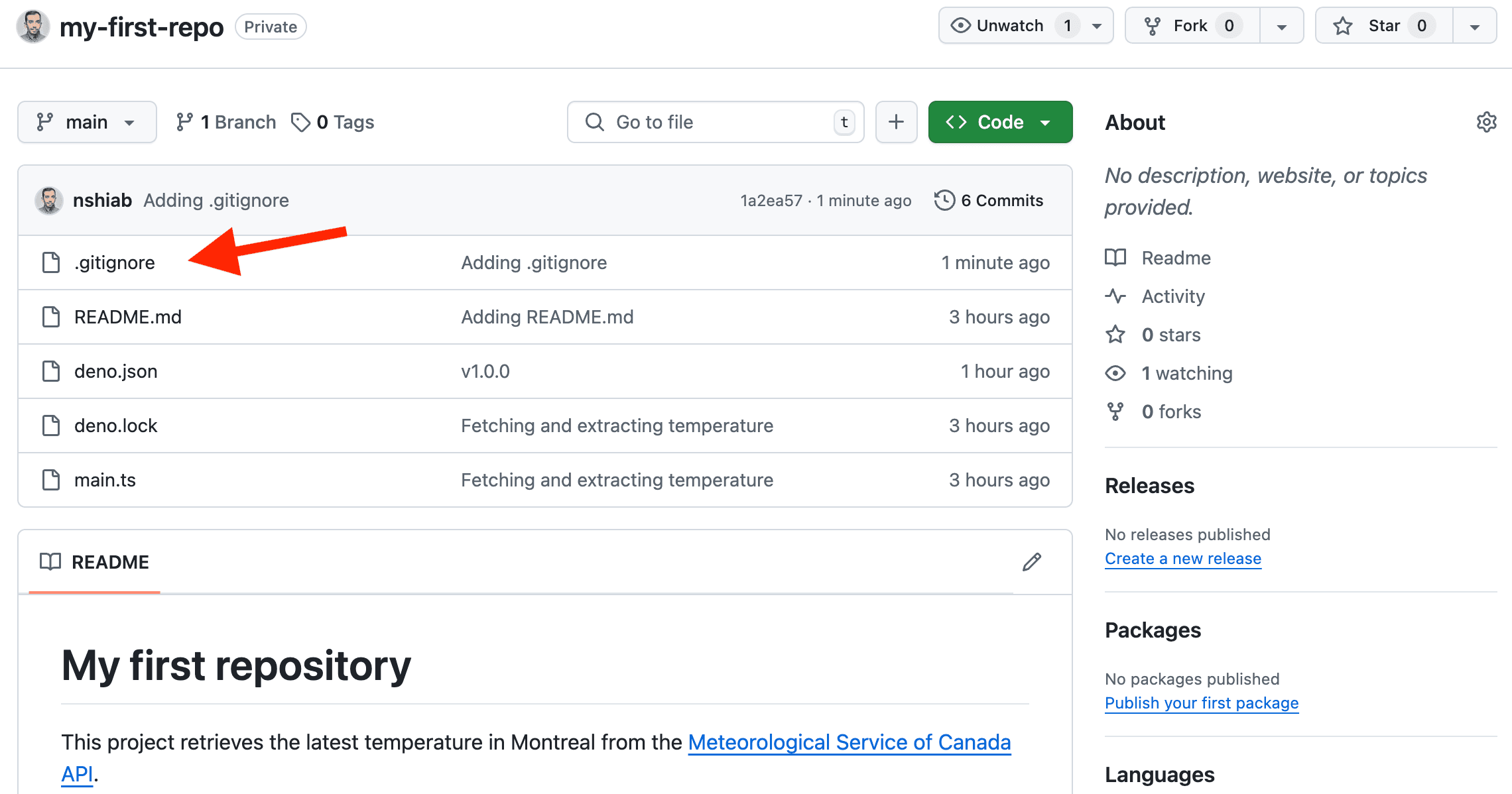 A gitignore file has been added to the repository.