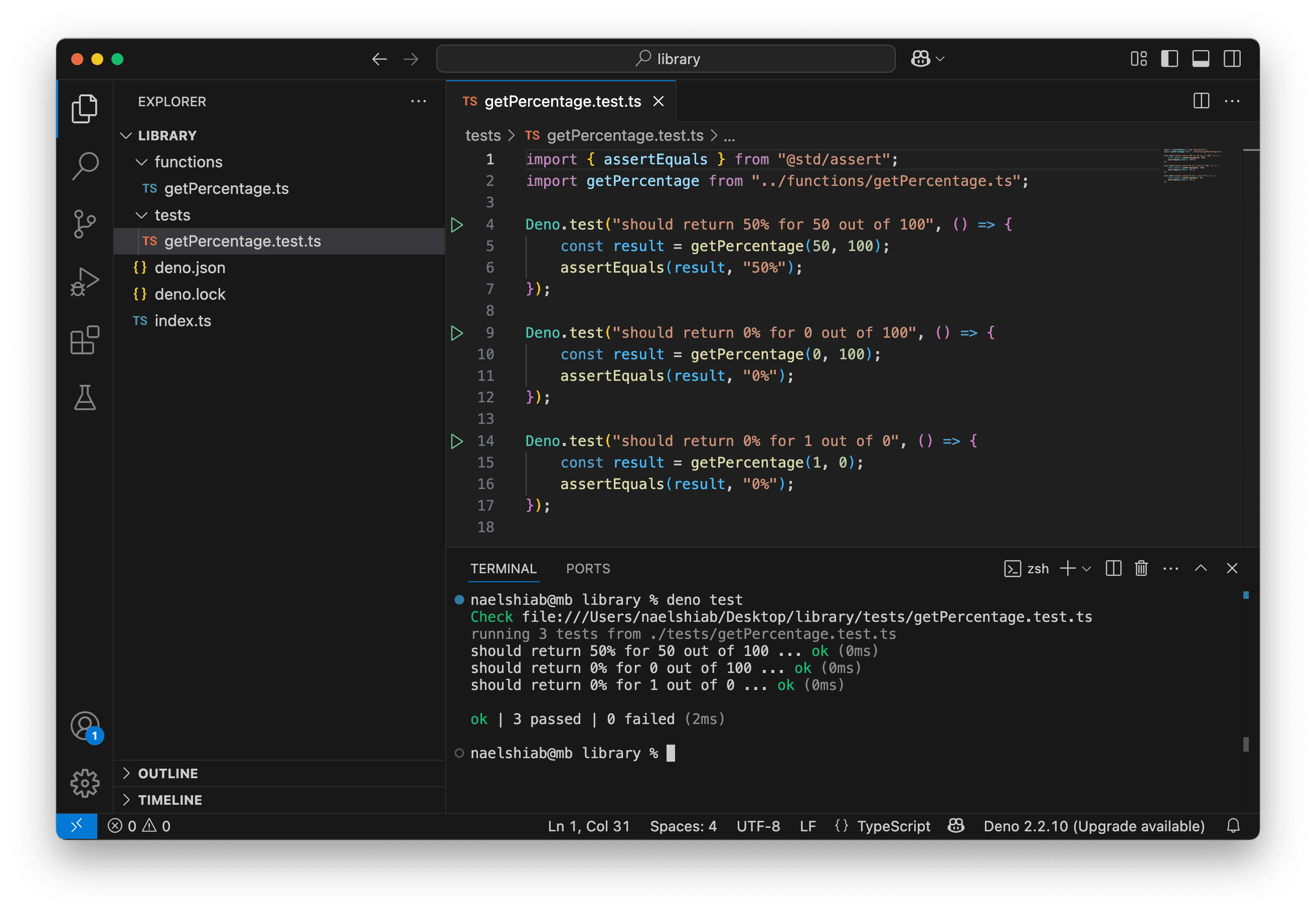 Running tests locally.