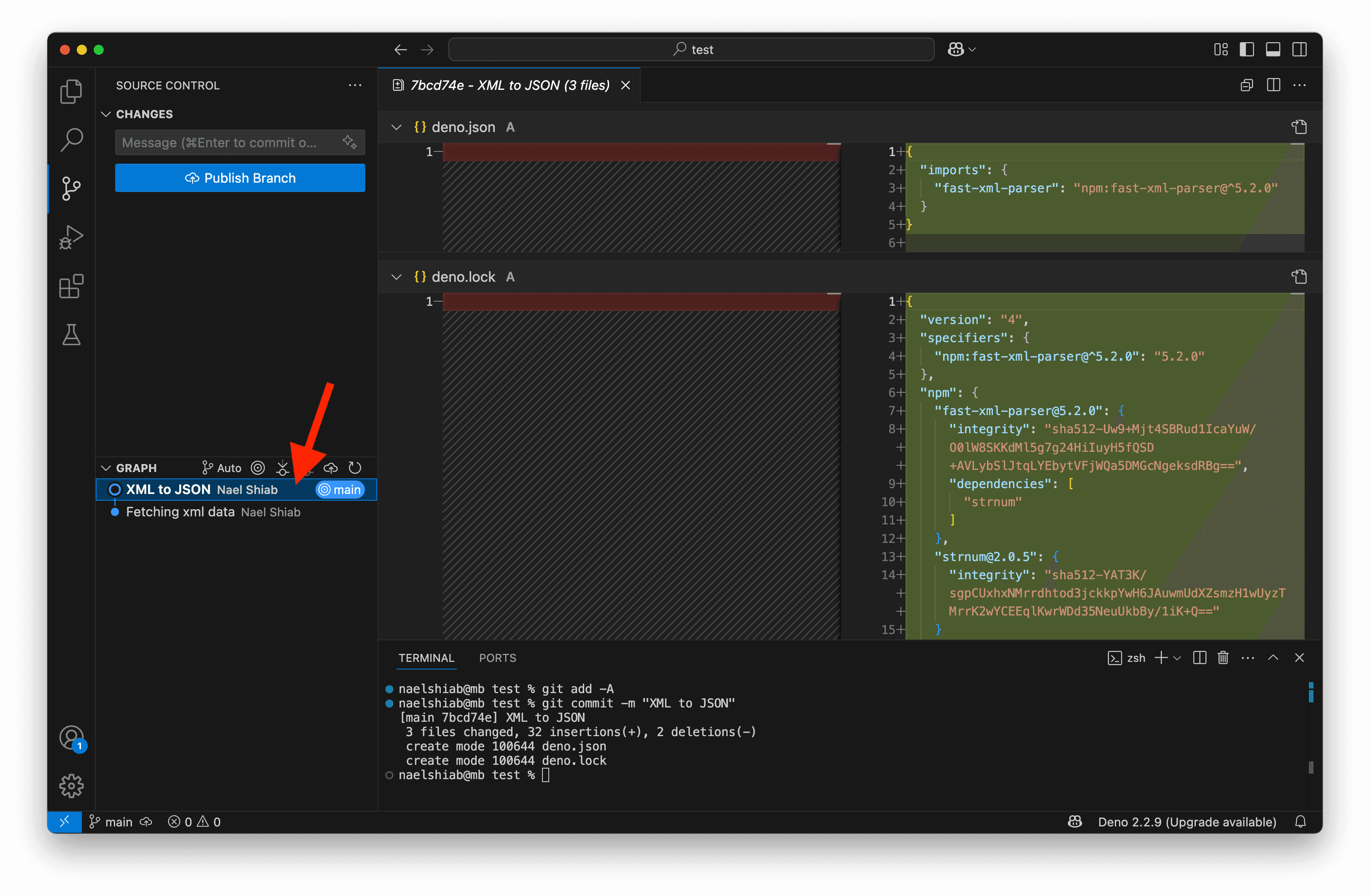 Inspecting all the changes for a commit.