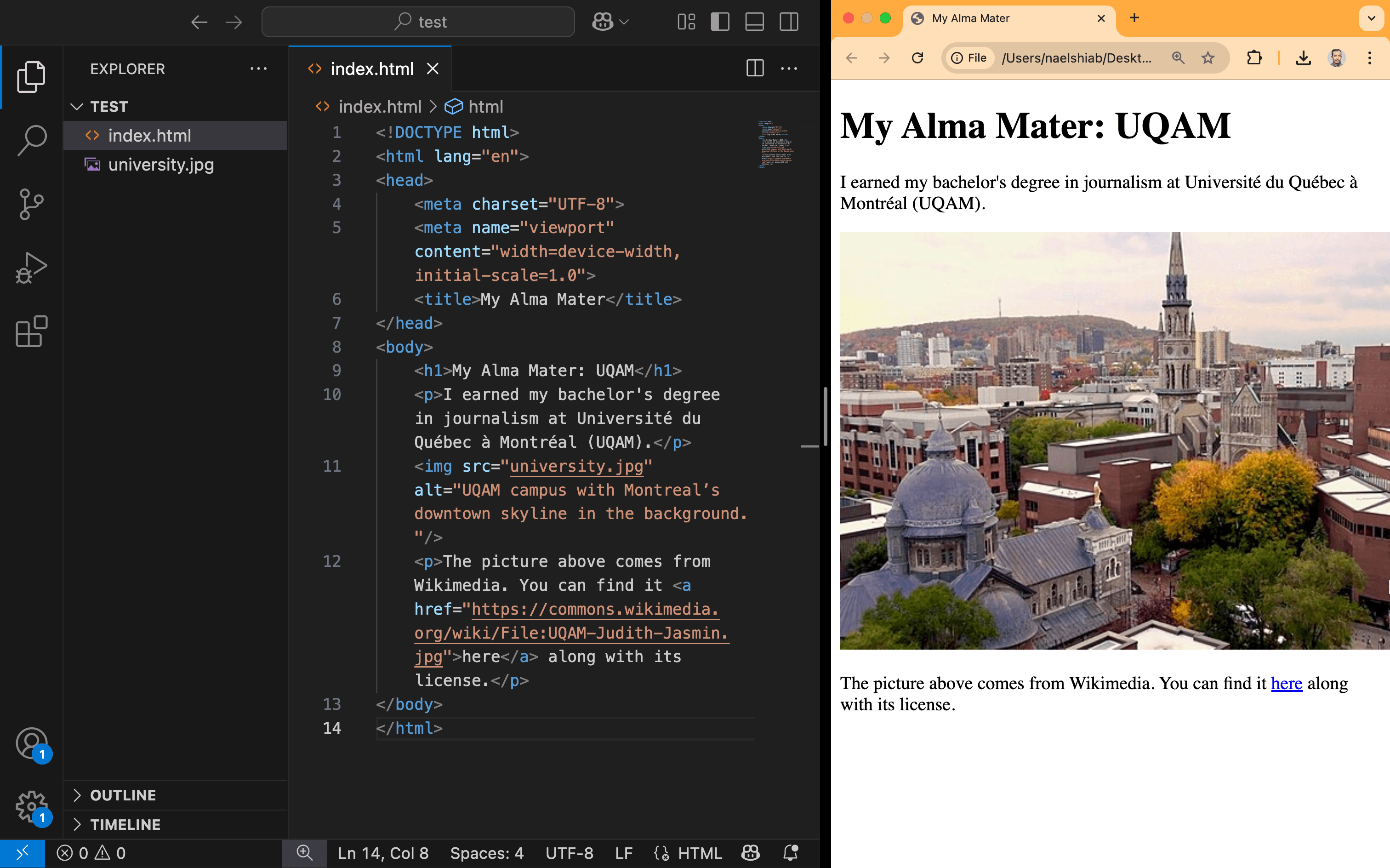 A screenshot showing a basic HTML page.
