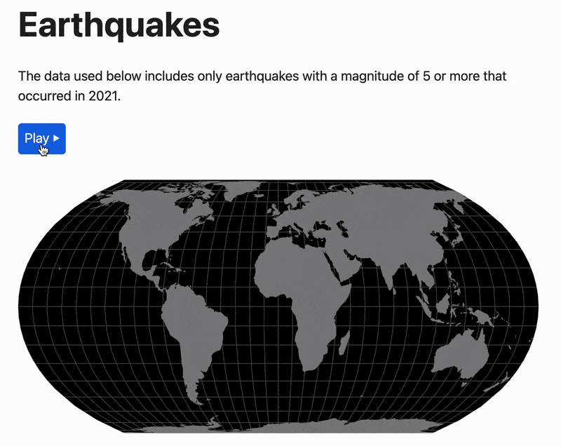 Toggling earthquakes on a map created with D3.