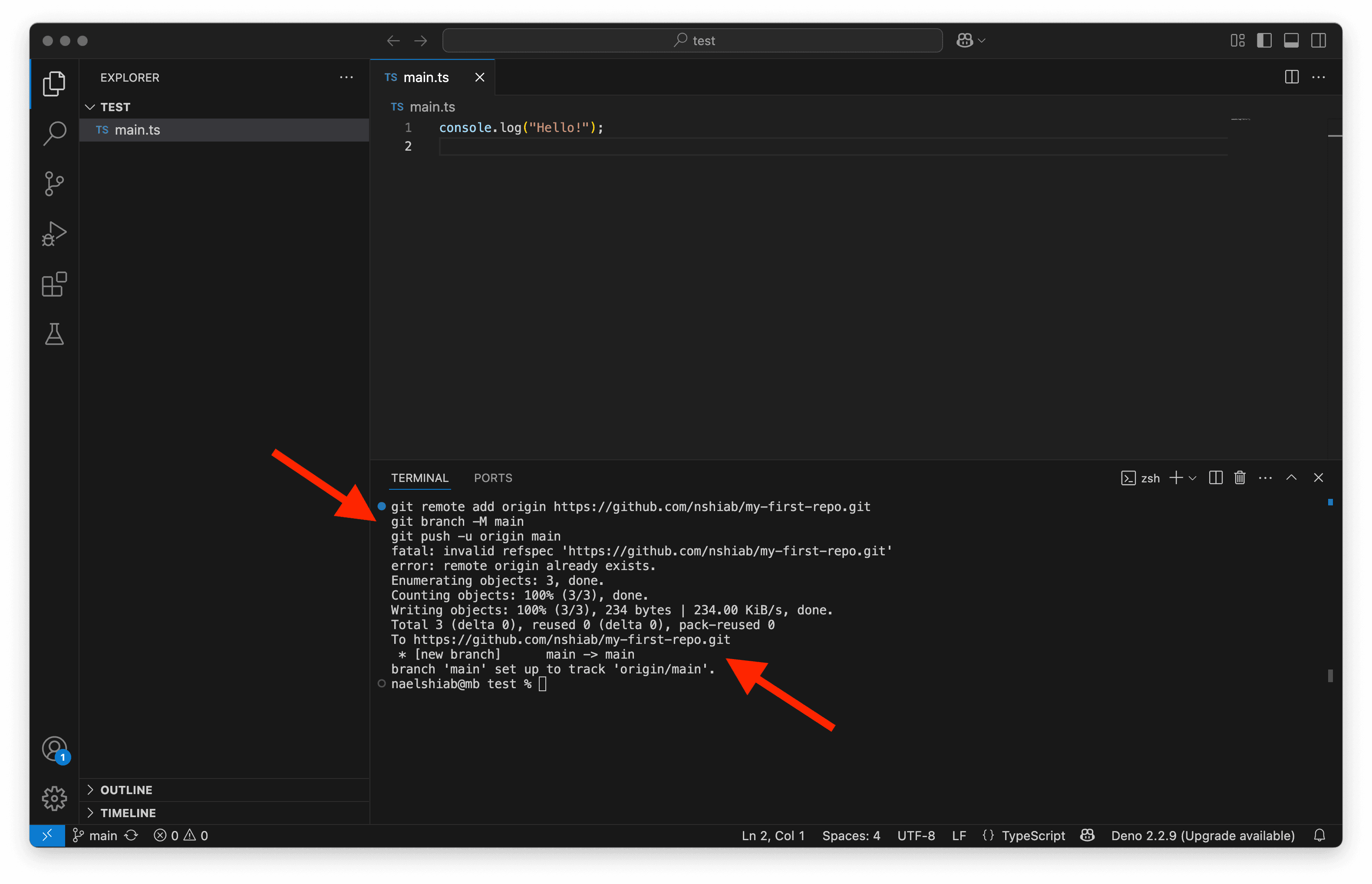 Syncing the local and remote repositories.